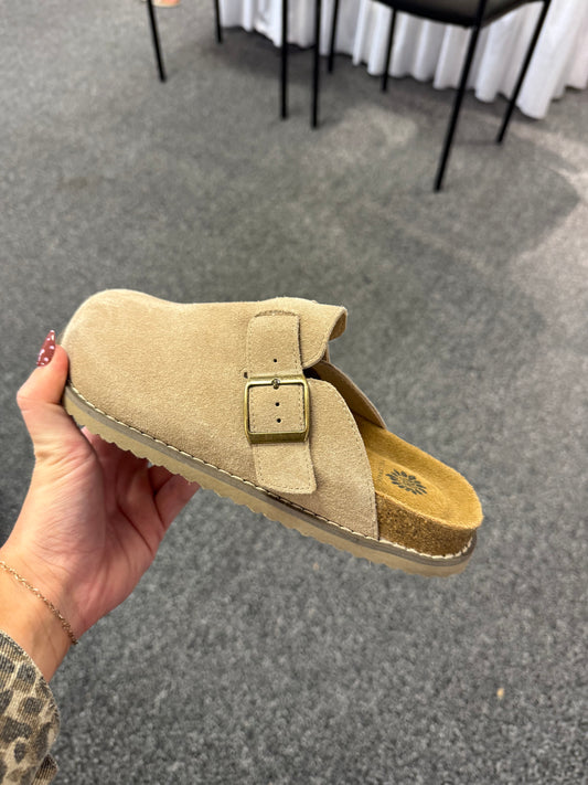 Taupe Clog Slip Ons