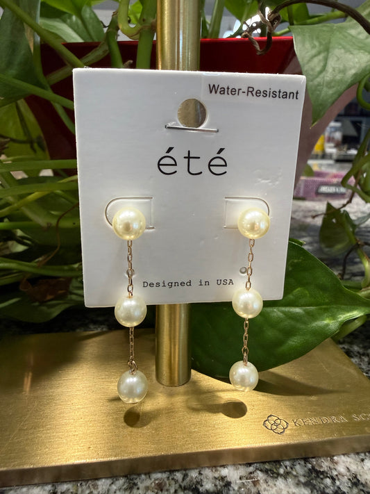 3 Pearl Drop Earrings