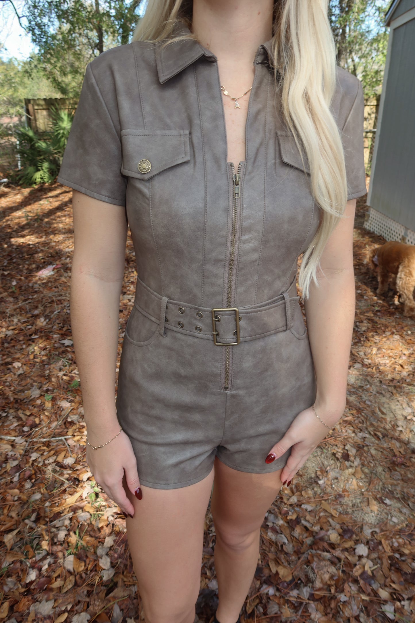 Brown Jumpsuit with Belt