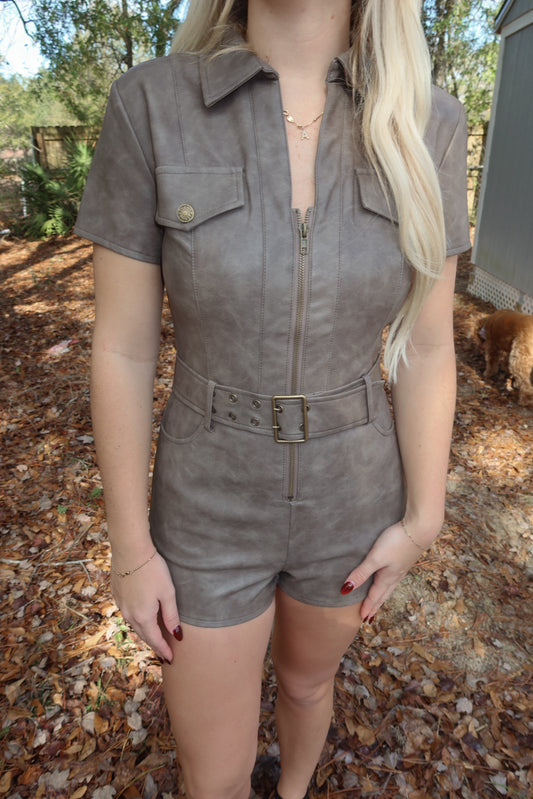 Brown Jumpsuit with Belt