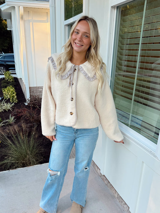 Latte Collard Fleece Jacket