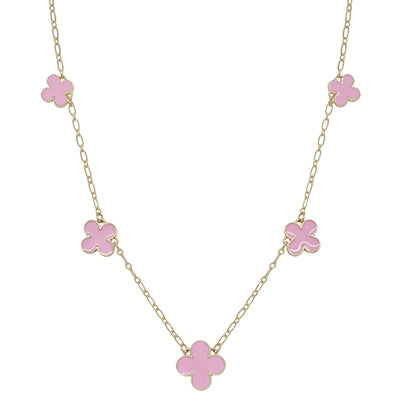 Pink Clover Necklace