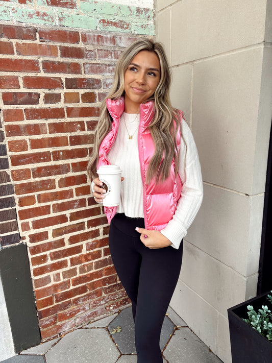 Pink Stardust Puffer Vest