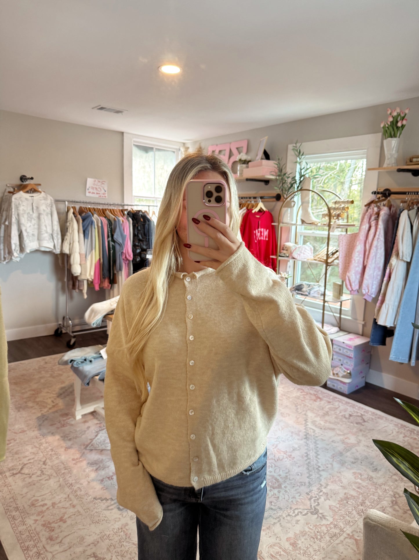 Natural Button Down Cardigan