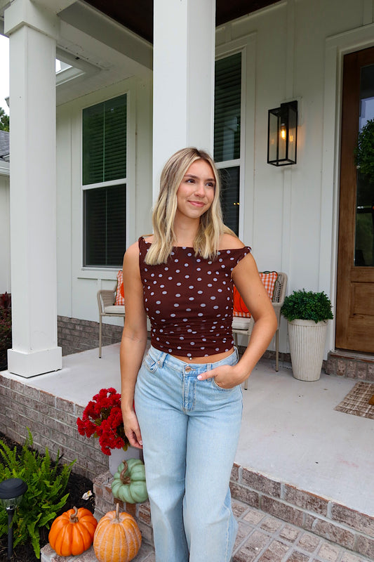 Polka Dot Pretty Top - Chocolate