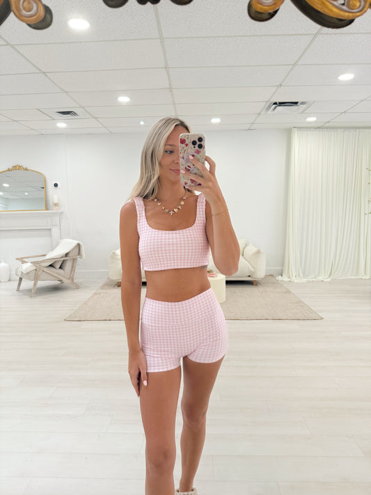 Pink Gingham Bra Top