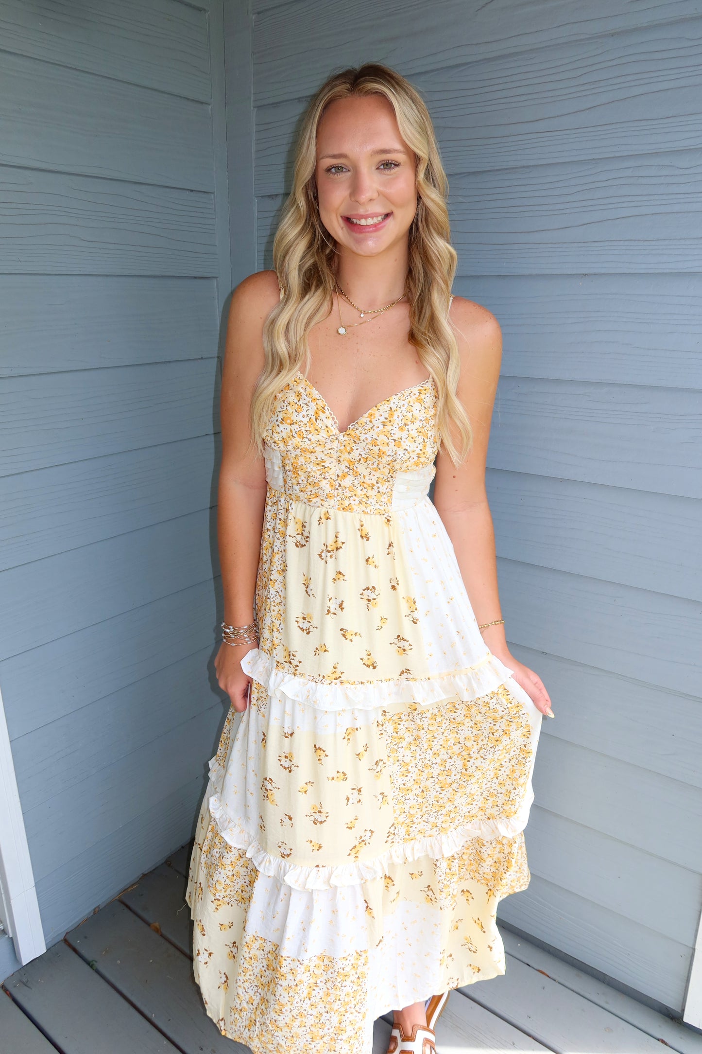 Magnolia Lane Midi Dress - Yellow