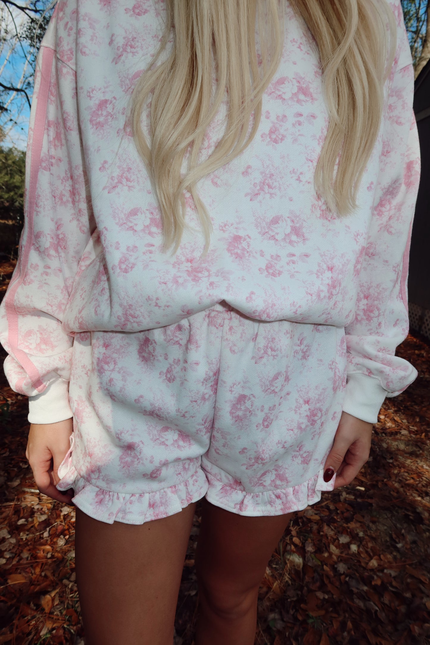 Pink Floral Ruffle Shorts