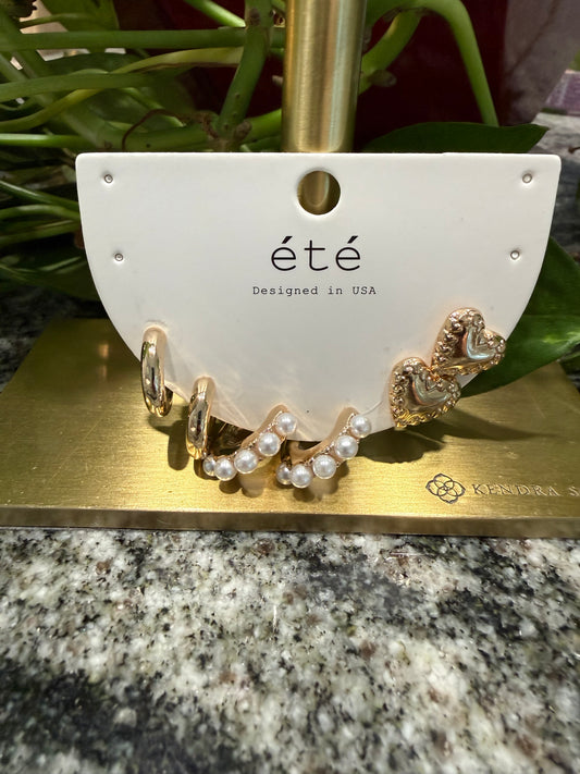 Set of 3 Gold Earrings