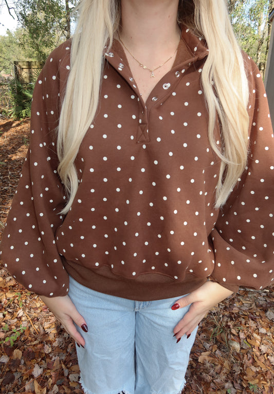 Brown Polka Dot Pullover