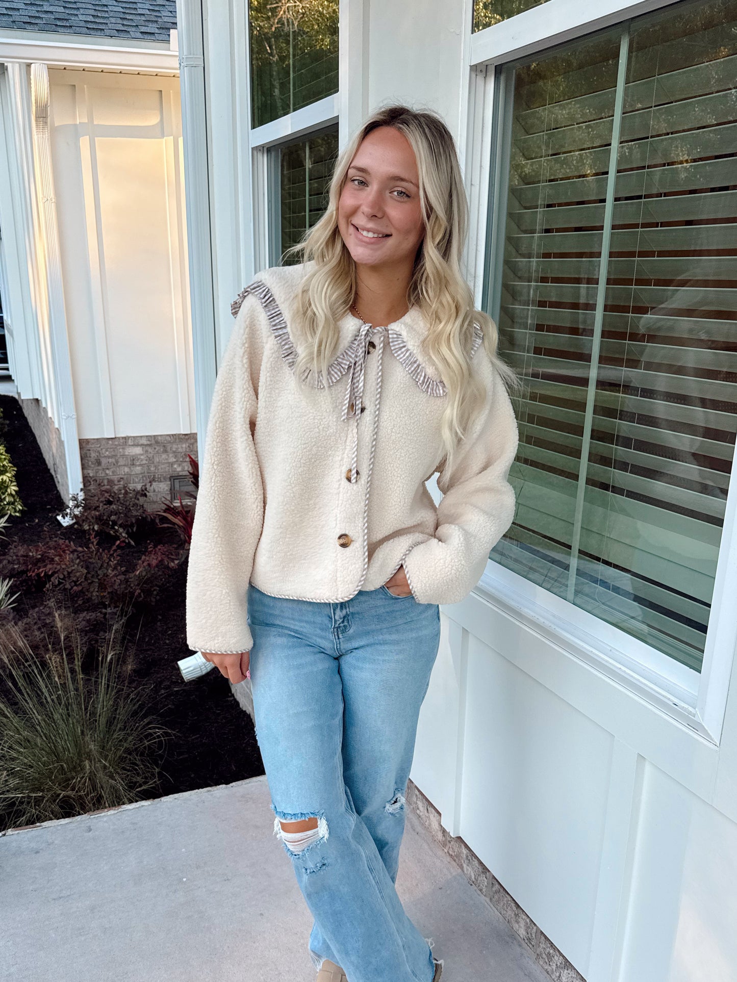 Latte Collard Fleece Jacket