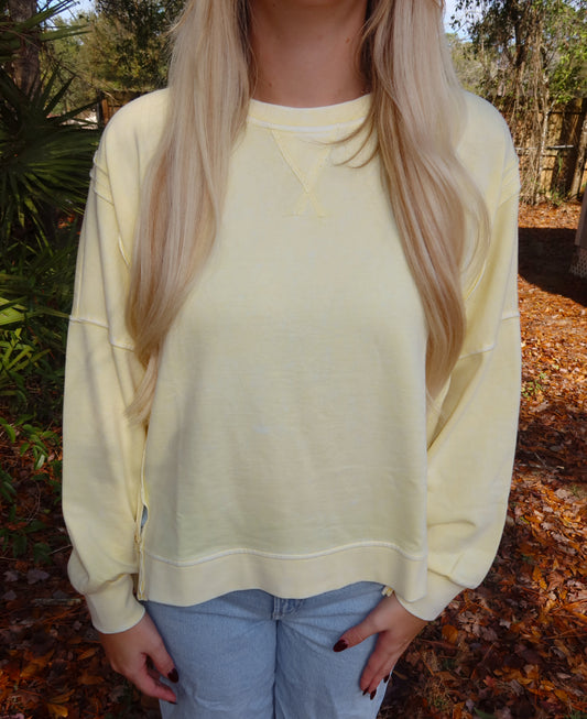 Long Sleeve Oversized Pullover-Yellow