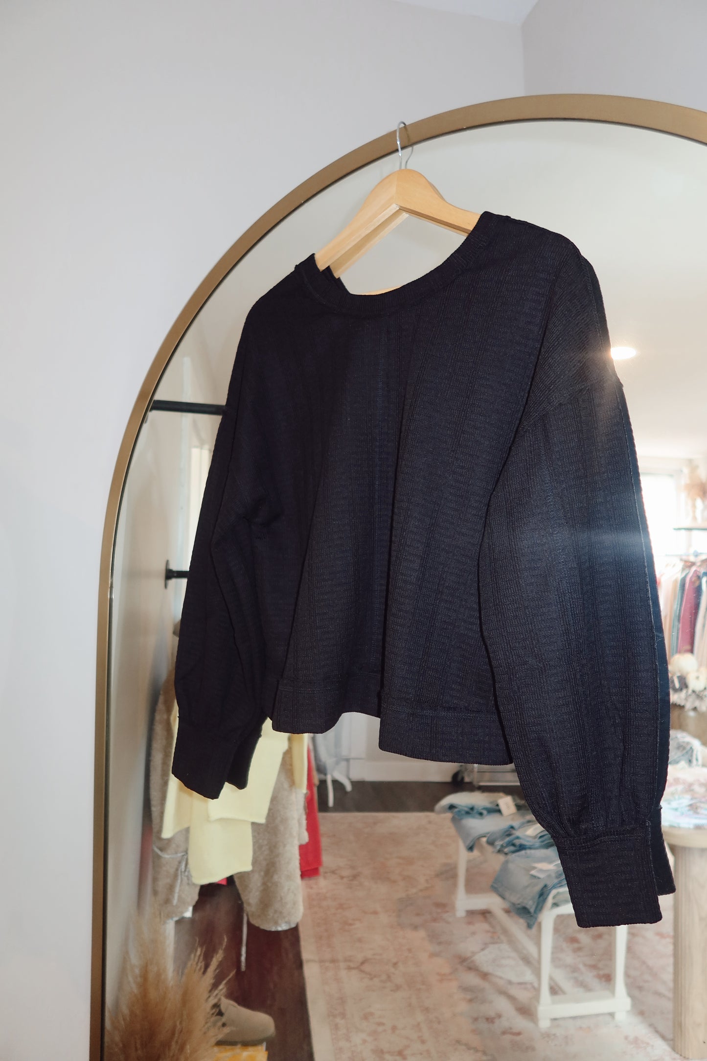 Black Oversized Textured Knit Top