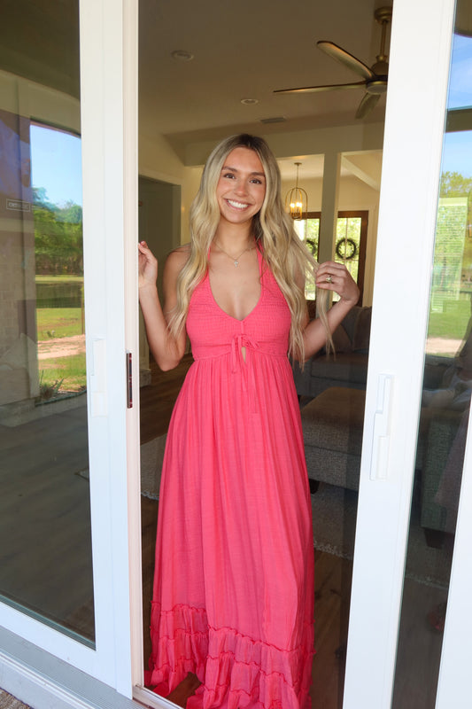 The Serena Maxi Dress - Coral