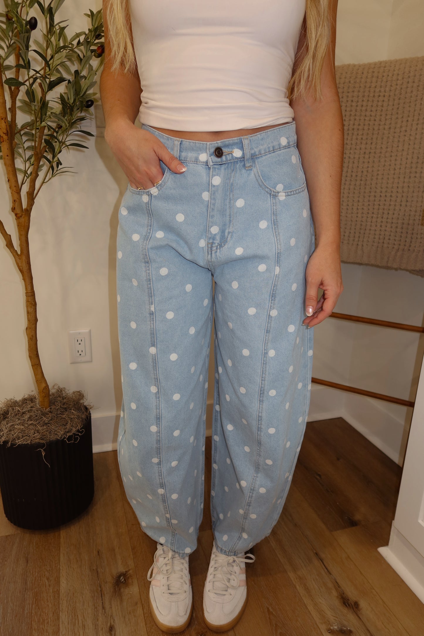 Polka Dot Barrel Jeans