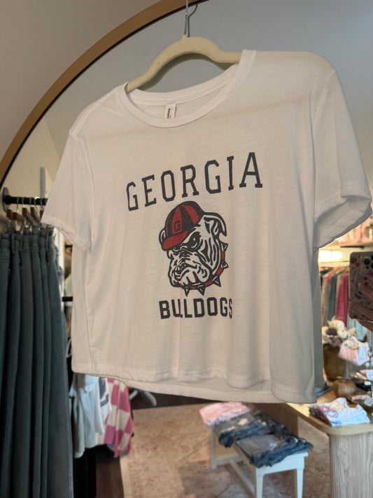 Georgia White Cropped Graphic Tee