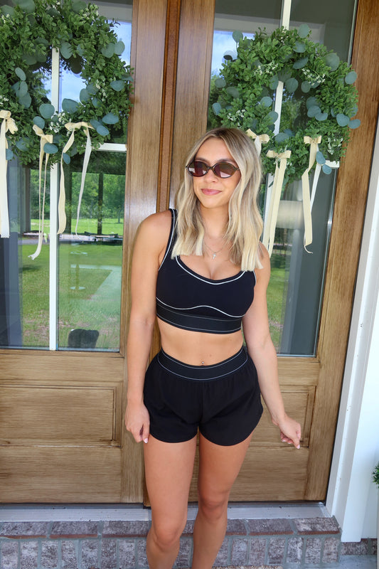 Black Contrast Sports Bra