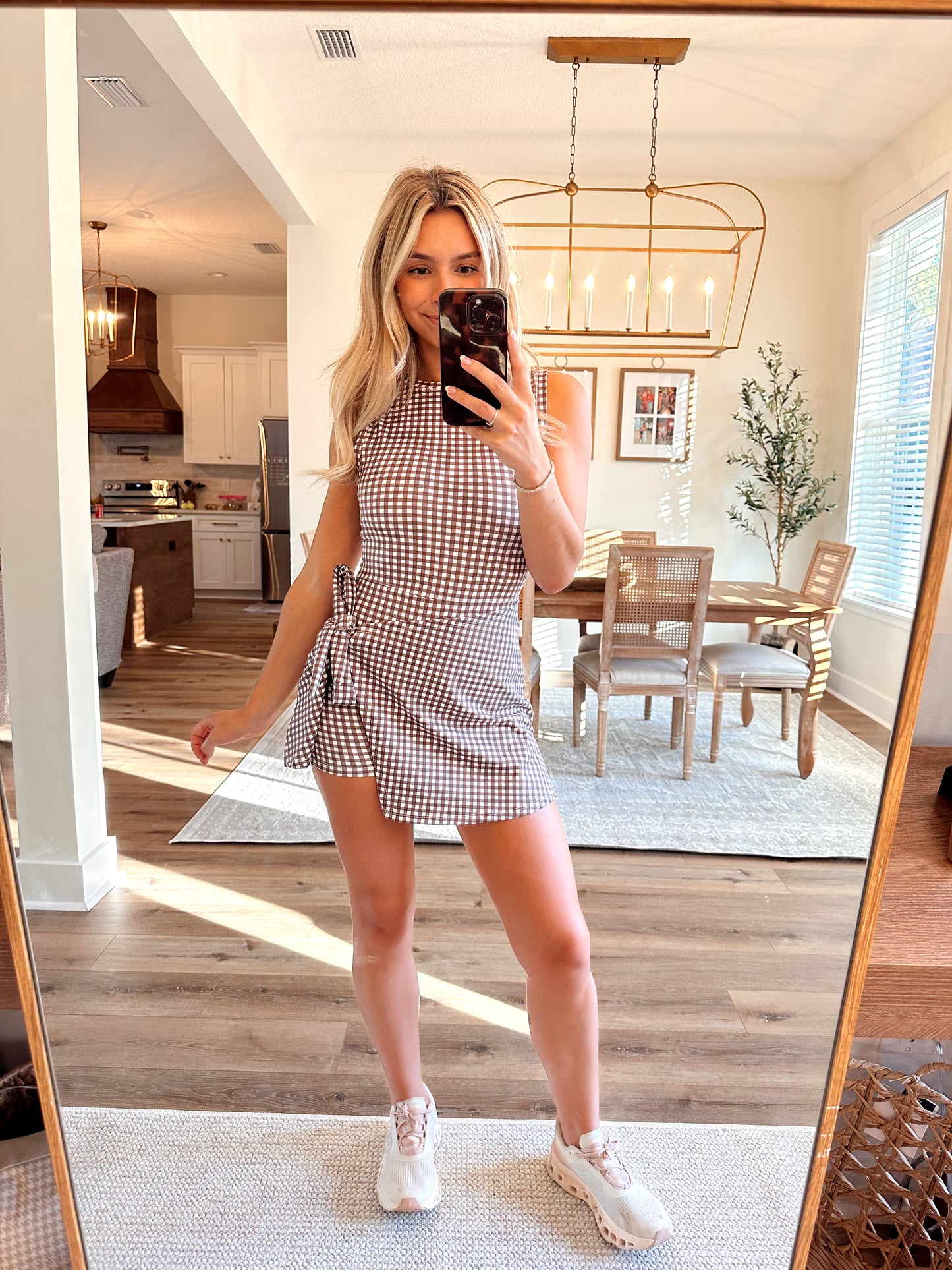 Brown Gingham Active Dress