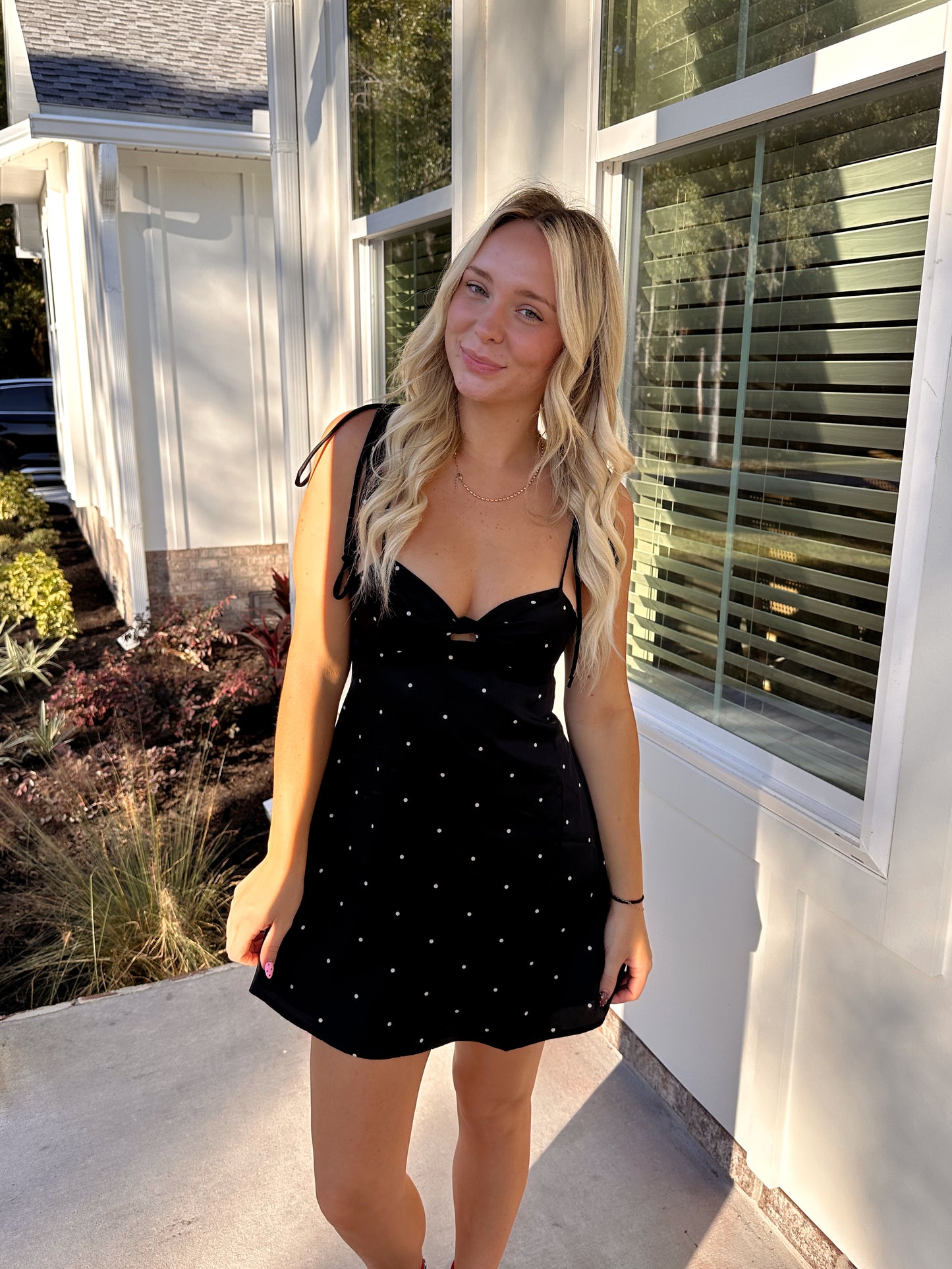 Black Polka Dot Mini Dress