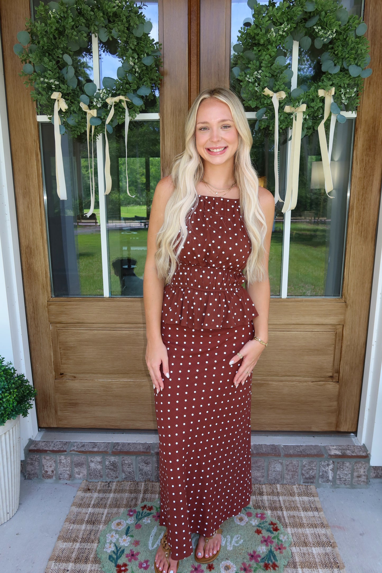Brown Polka Dot Halter Top