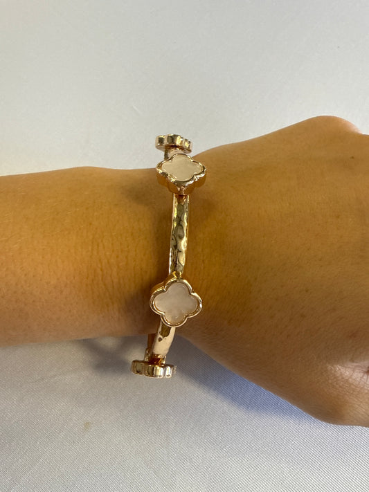 Gold Stretch Bracelet with White Stone