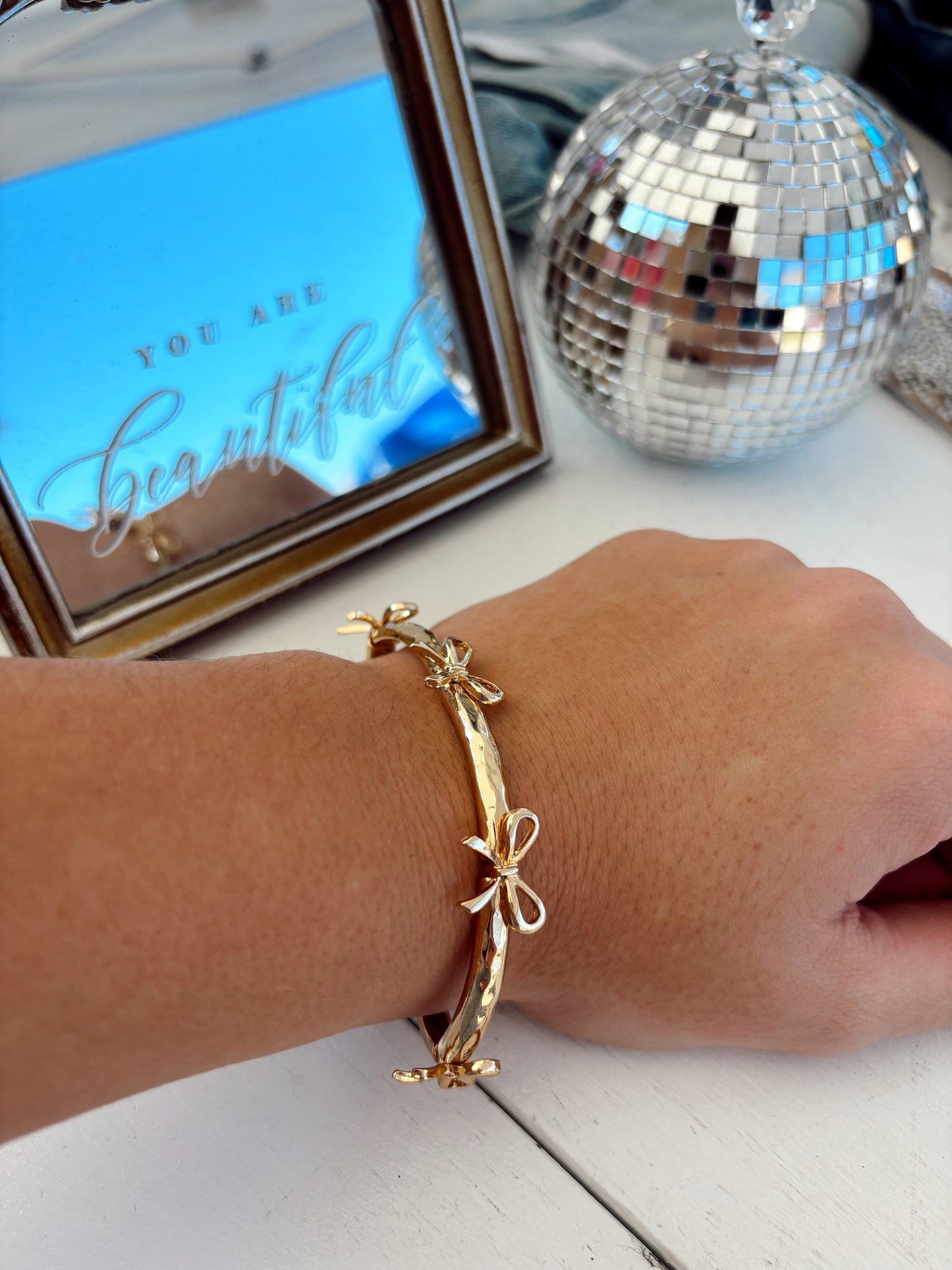 Gold Bow Stretch Bracelet