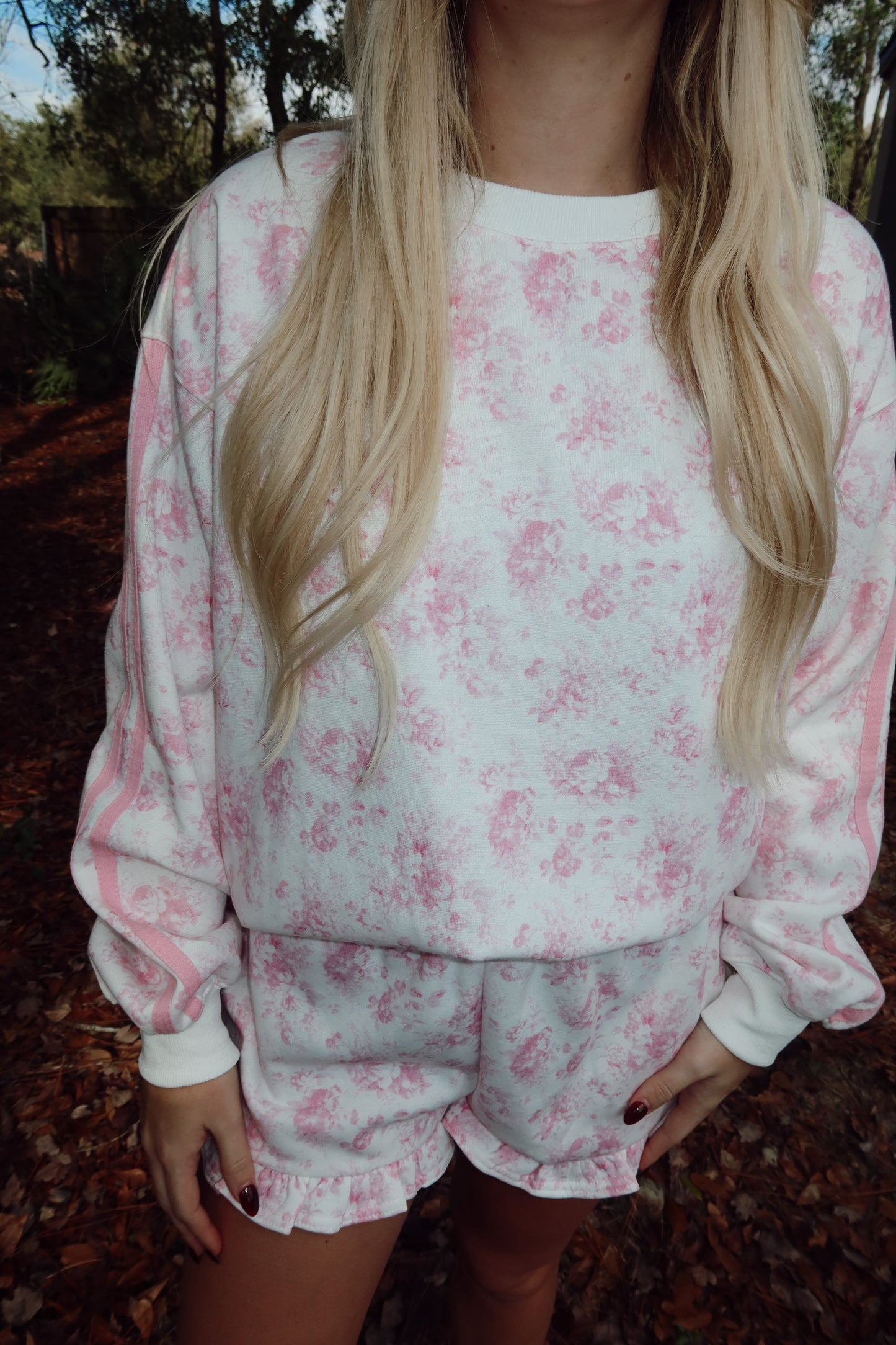 Pink Floral Crewneck Sweatshirt