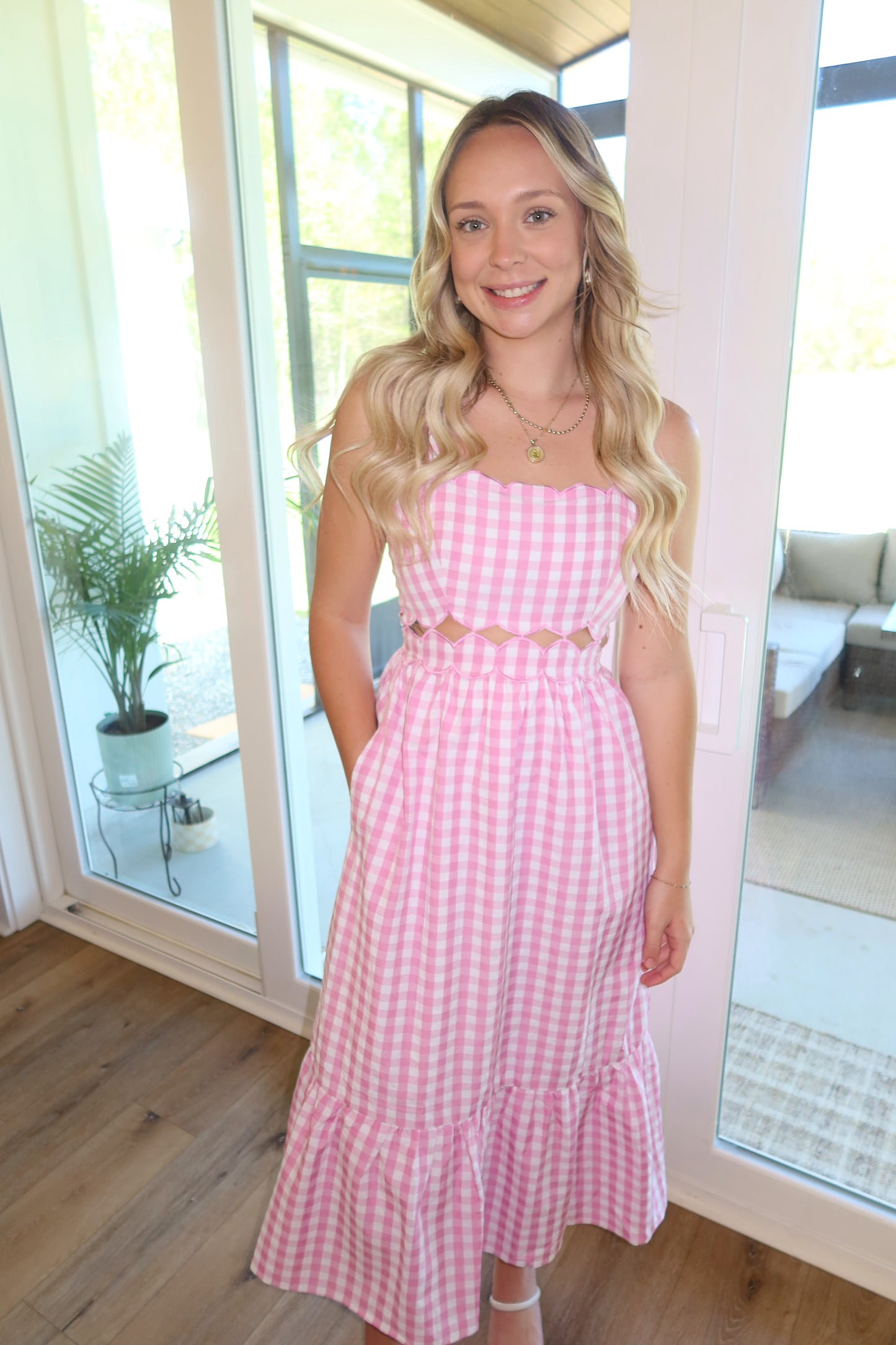 Pink Picnic Midi Dress
