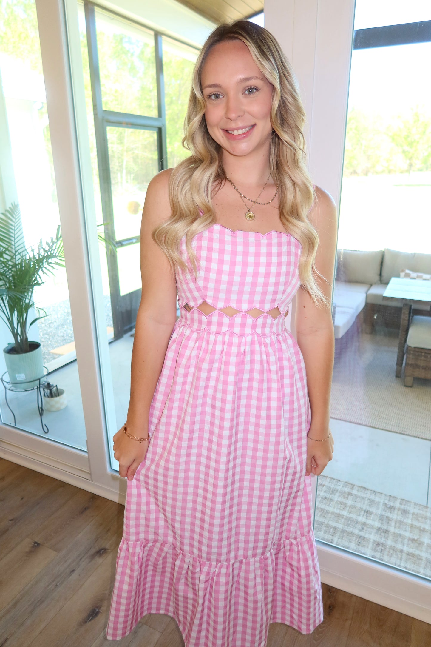 Pink Picnic Midi Dress