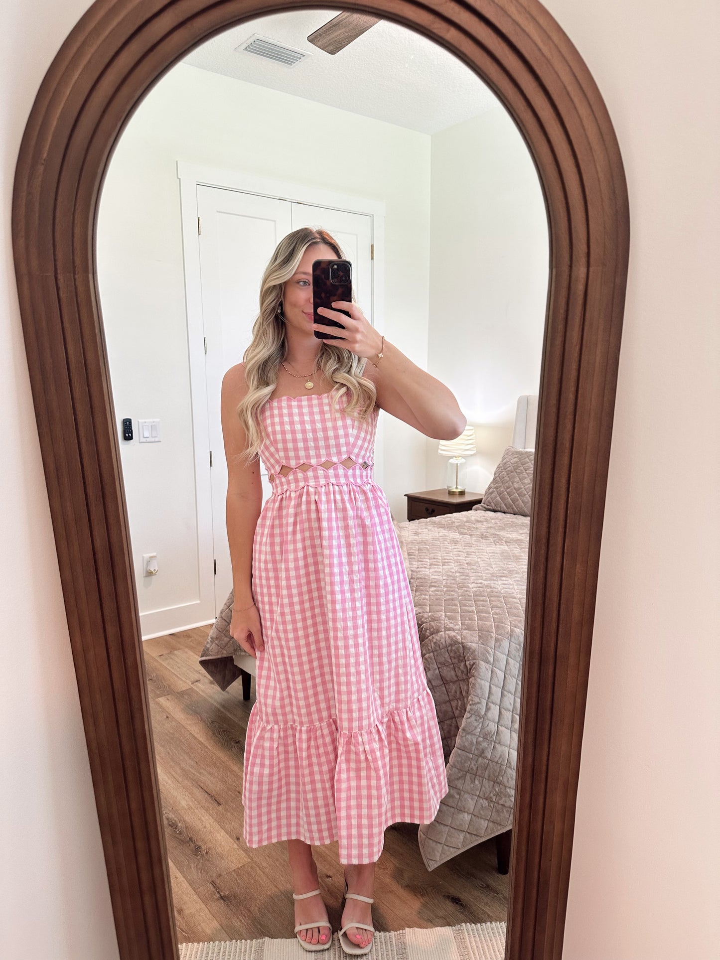 Pink Picnic Midi Dress