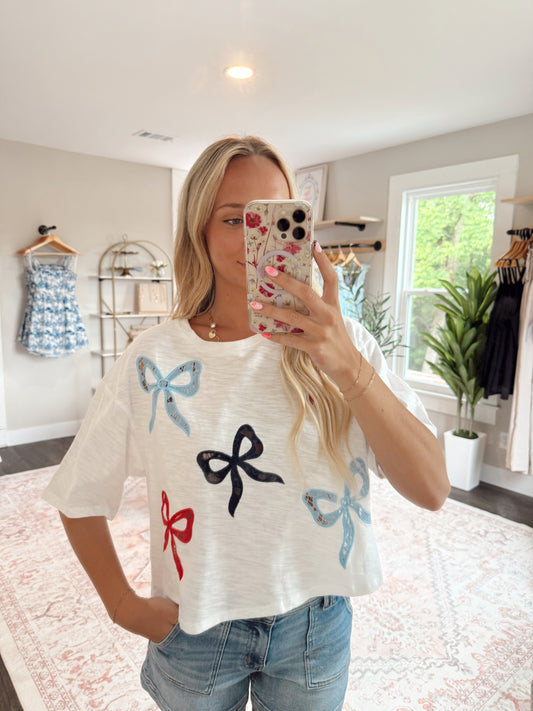 Red, White & Bows Tee