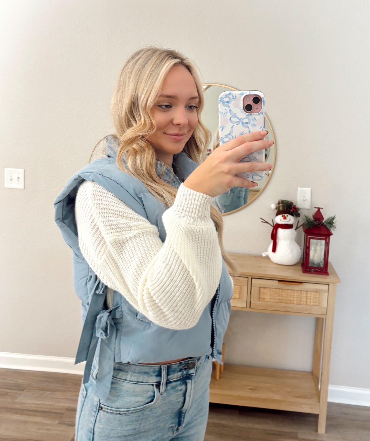 Baby Blue Bow Puffer Vest