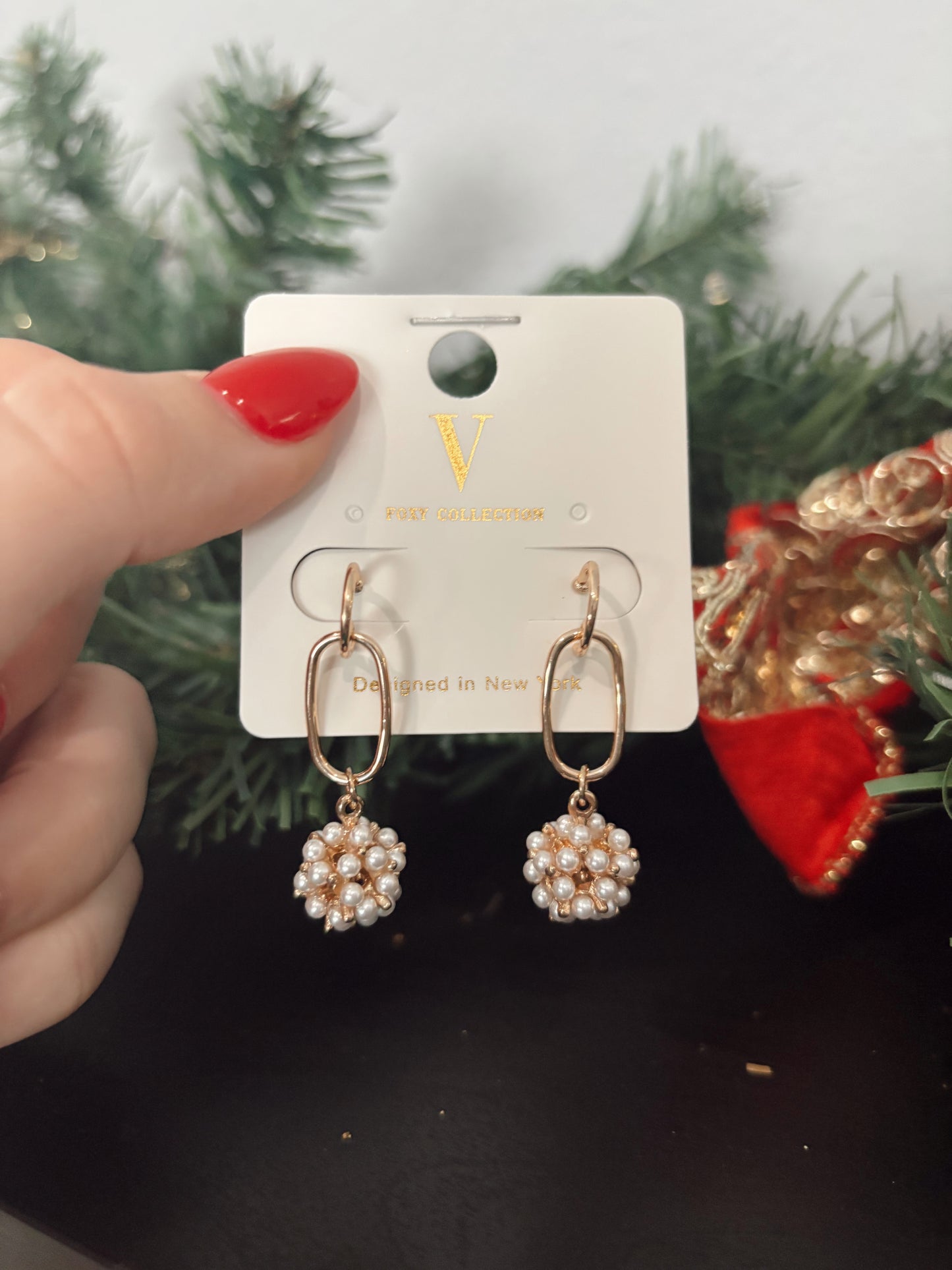 Pearl Oval Drop Earrings