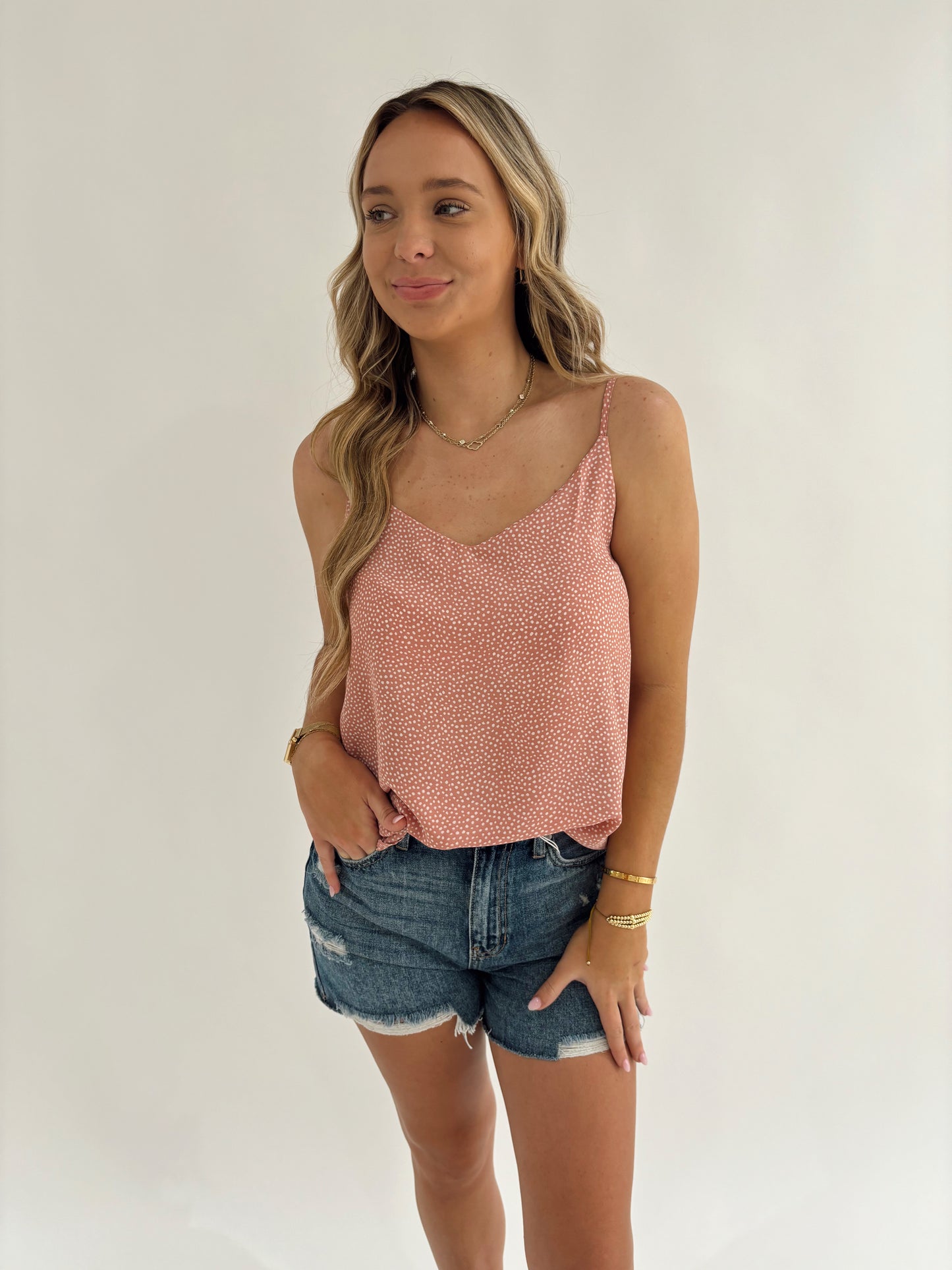 Pink Speckled Cami Top