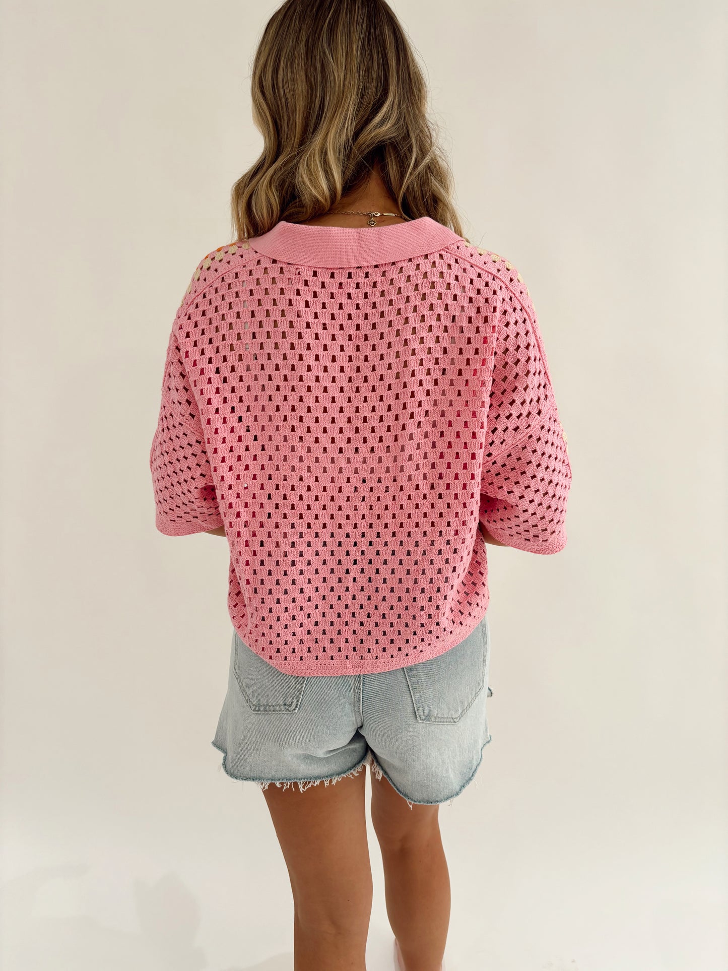 Pink Bliss Crochet Knit Top