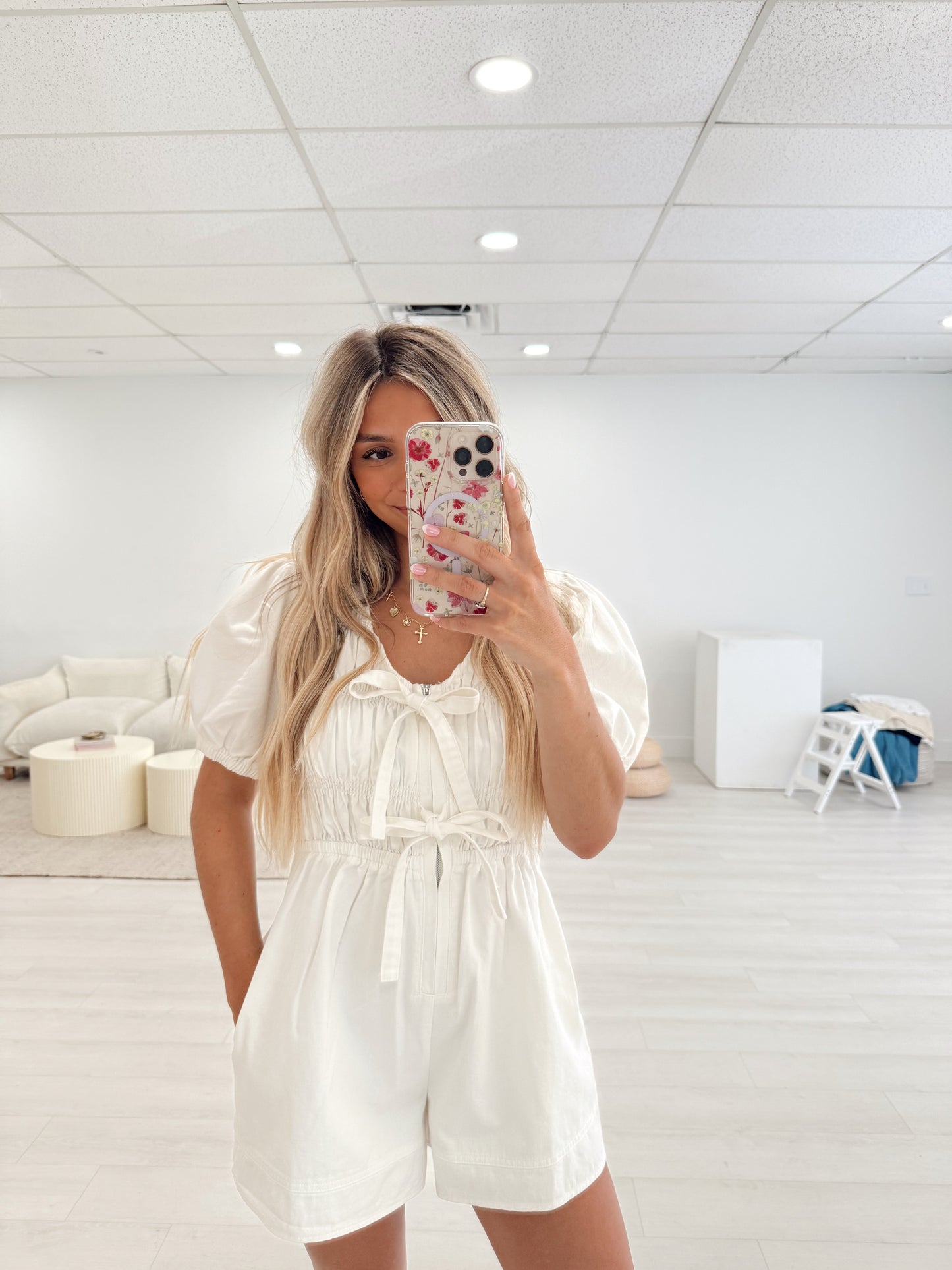 Off White Denim Romper