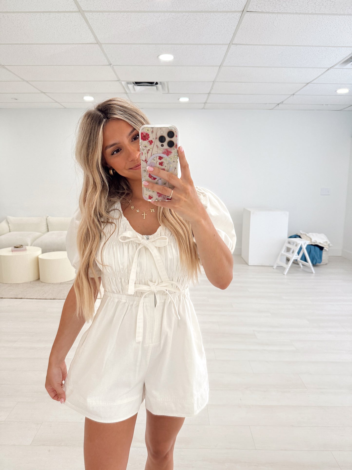 Off White Denim Romper