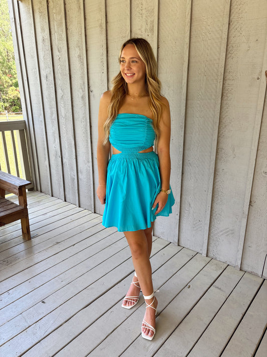 Aqua Cut Out Dress