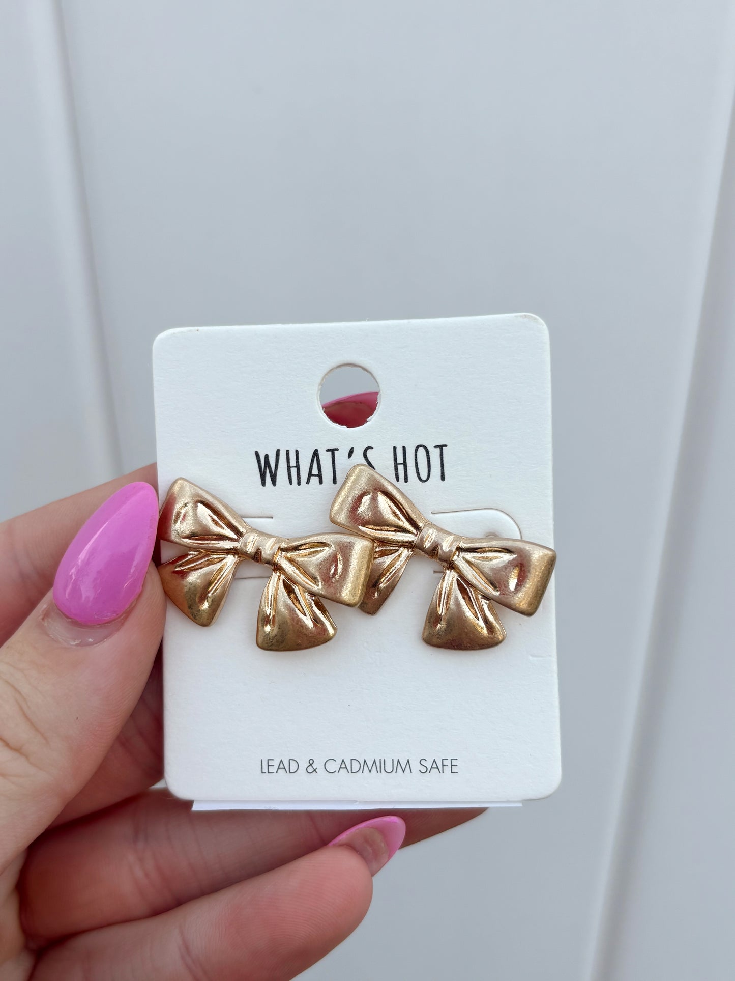 Gold Bow Stud Earrings