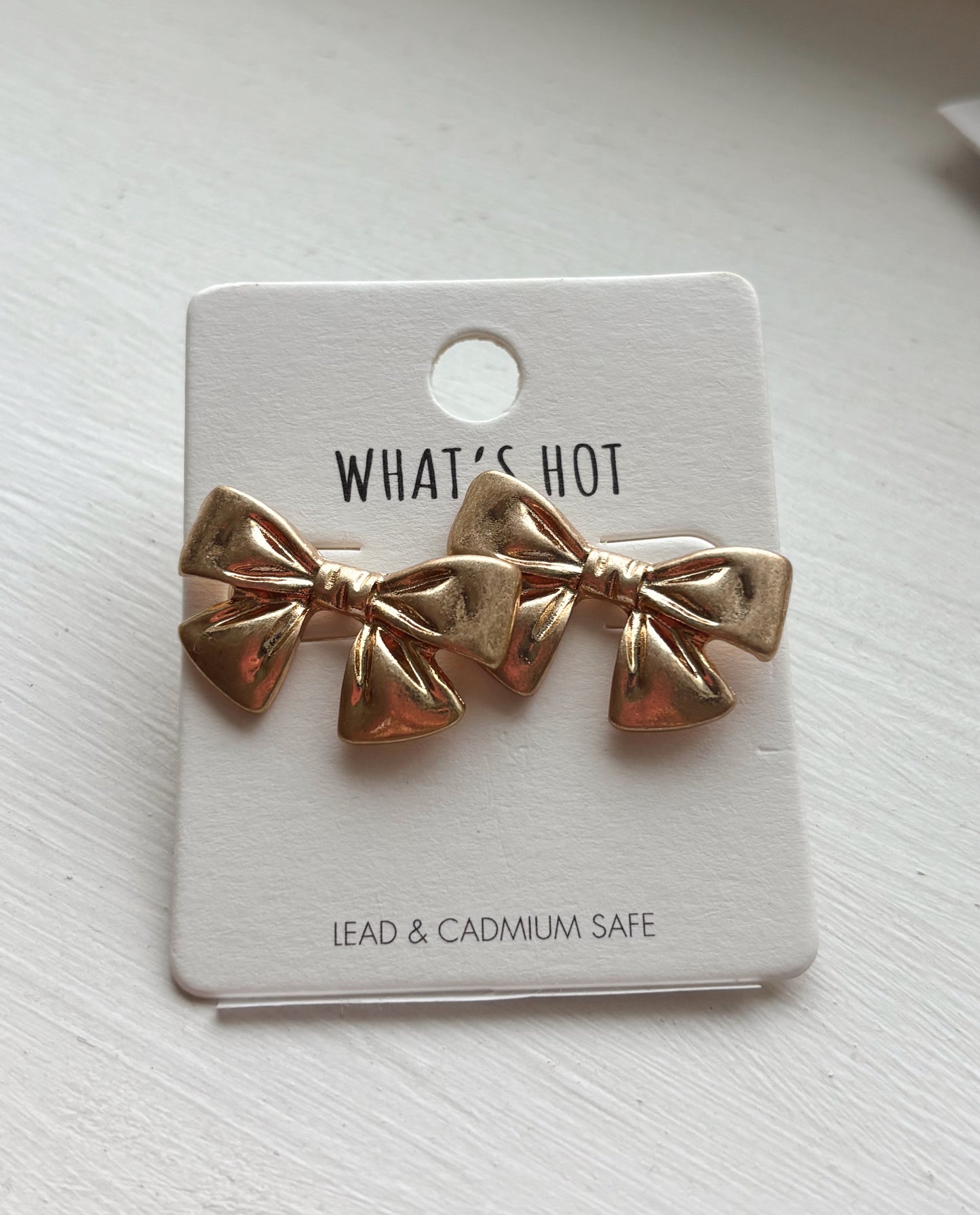 Gold Bow Stud Earrings