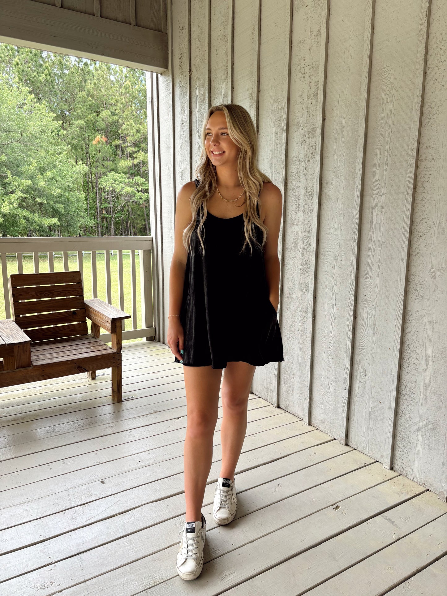 Black V-neck Comfy Knit Mini Dress