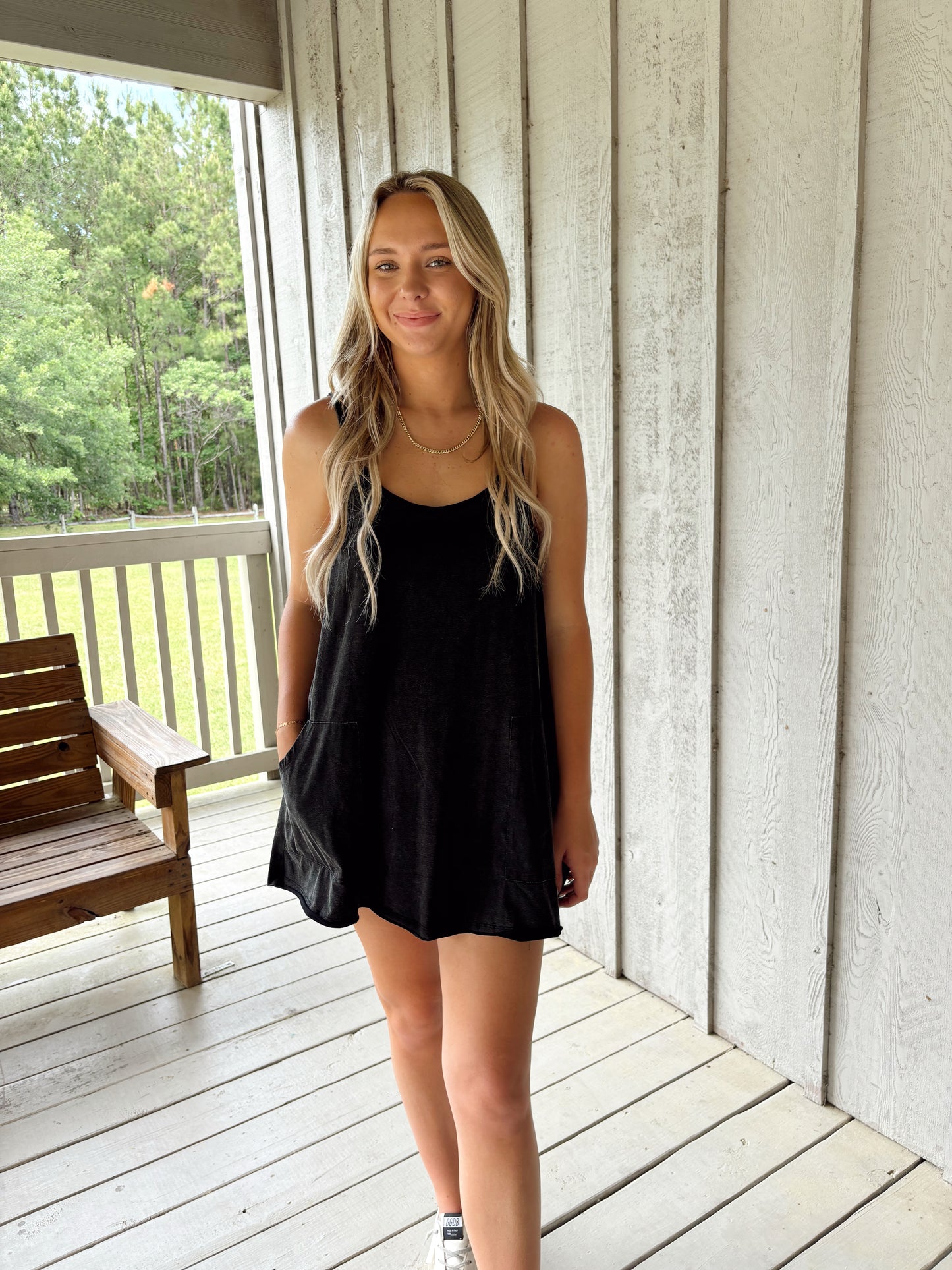 Black V-neck Comfy Knit Mini Dress