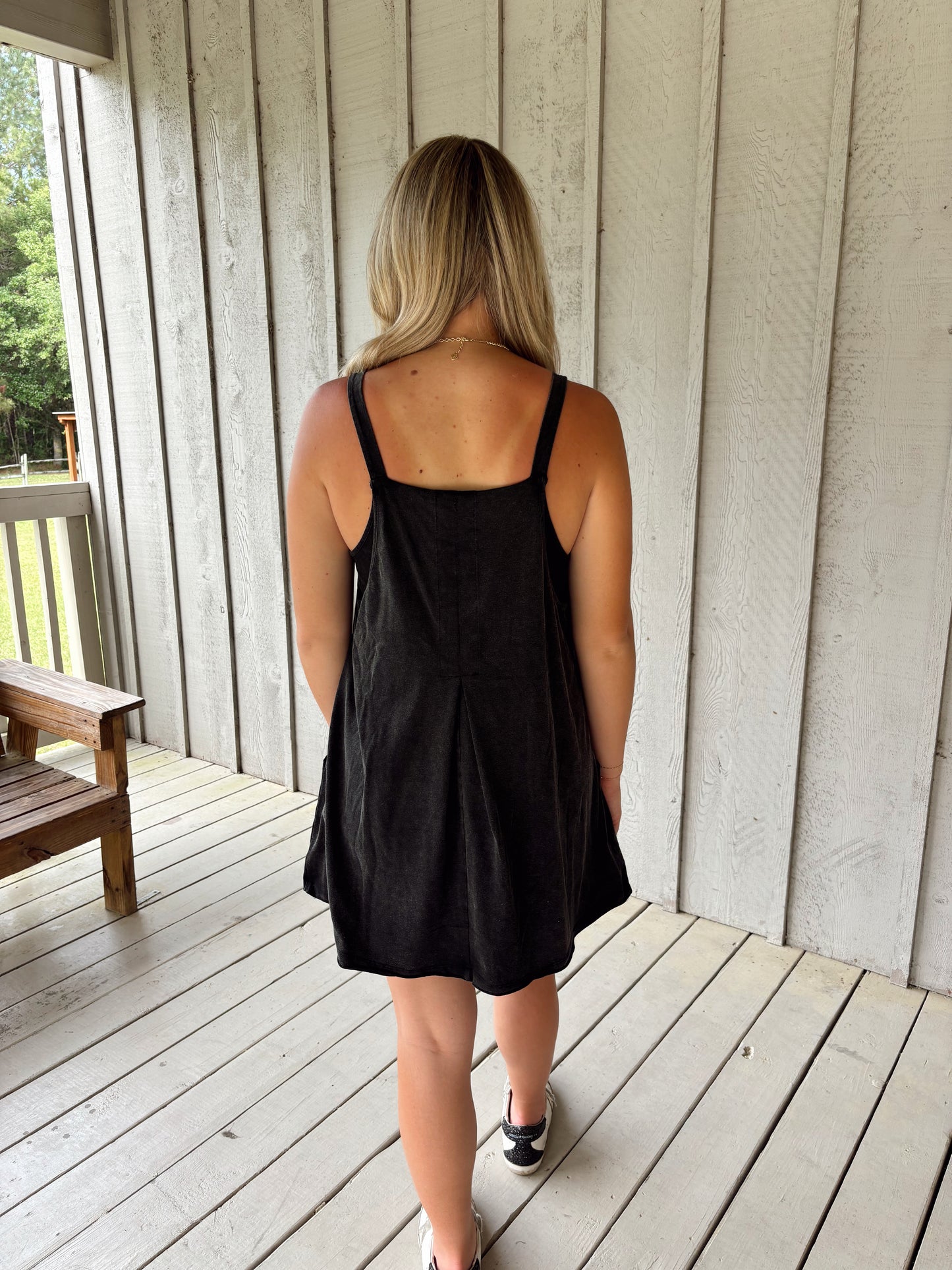 Black V-neck Comfy Knit Mini Dress