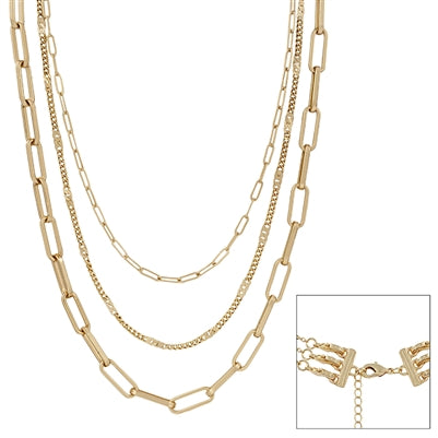 Gold Three Layered 16”-20” Necklace