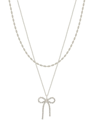 Silver Chain with Rhinestone Bow