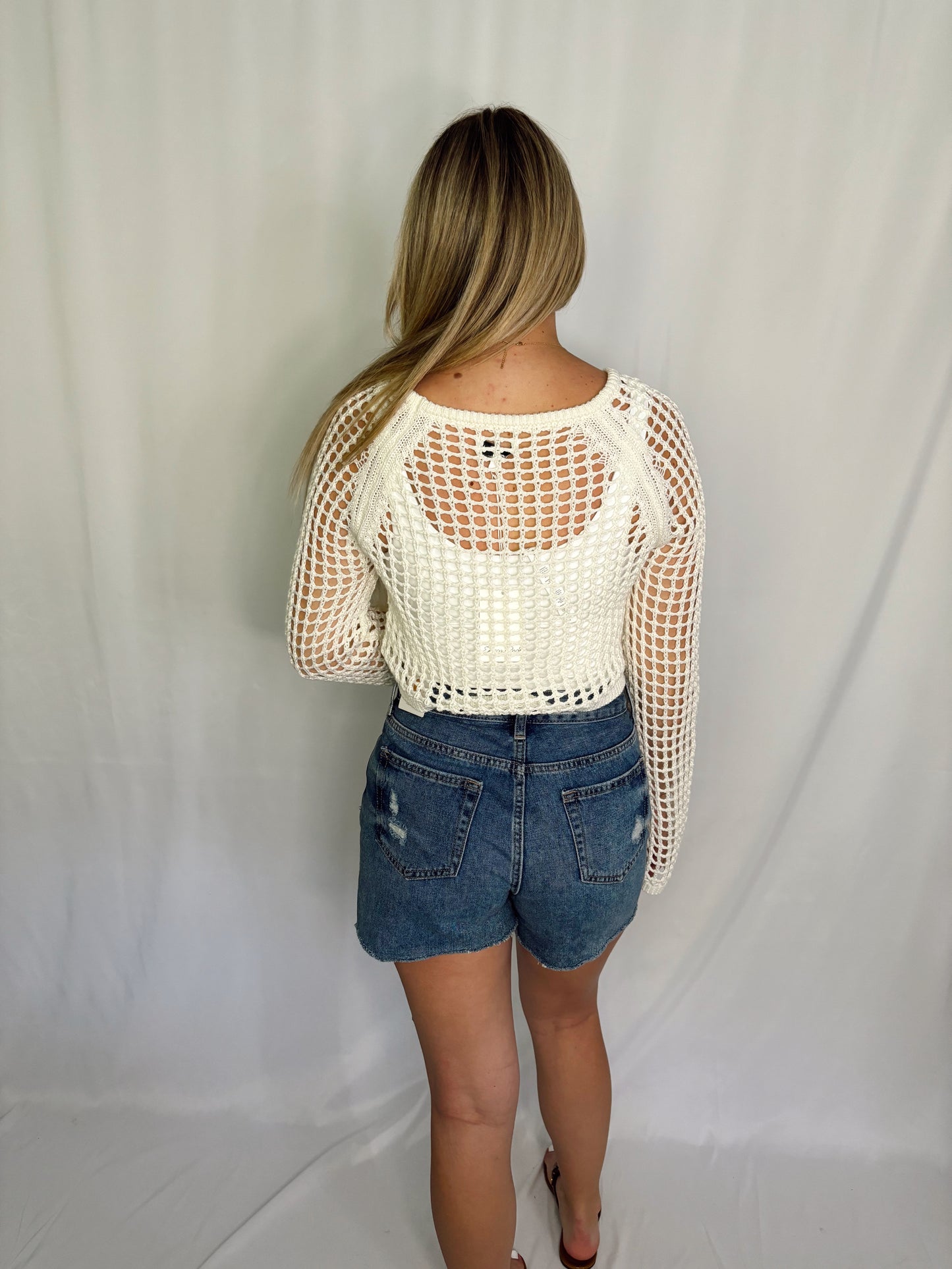 White Open Knit Cover Up
