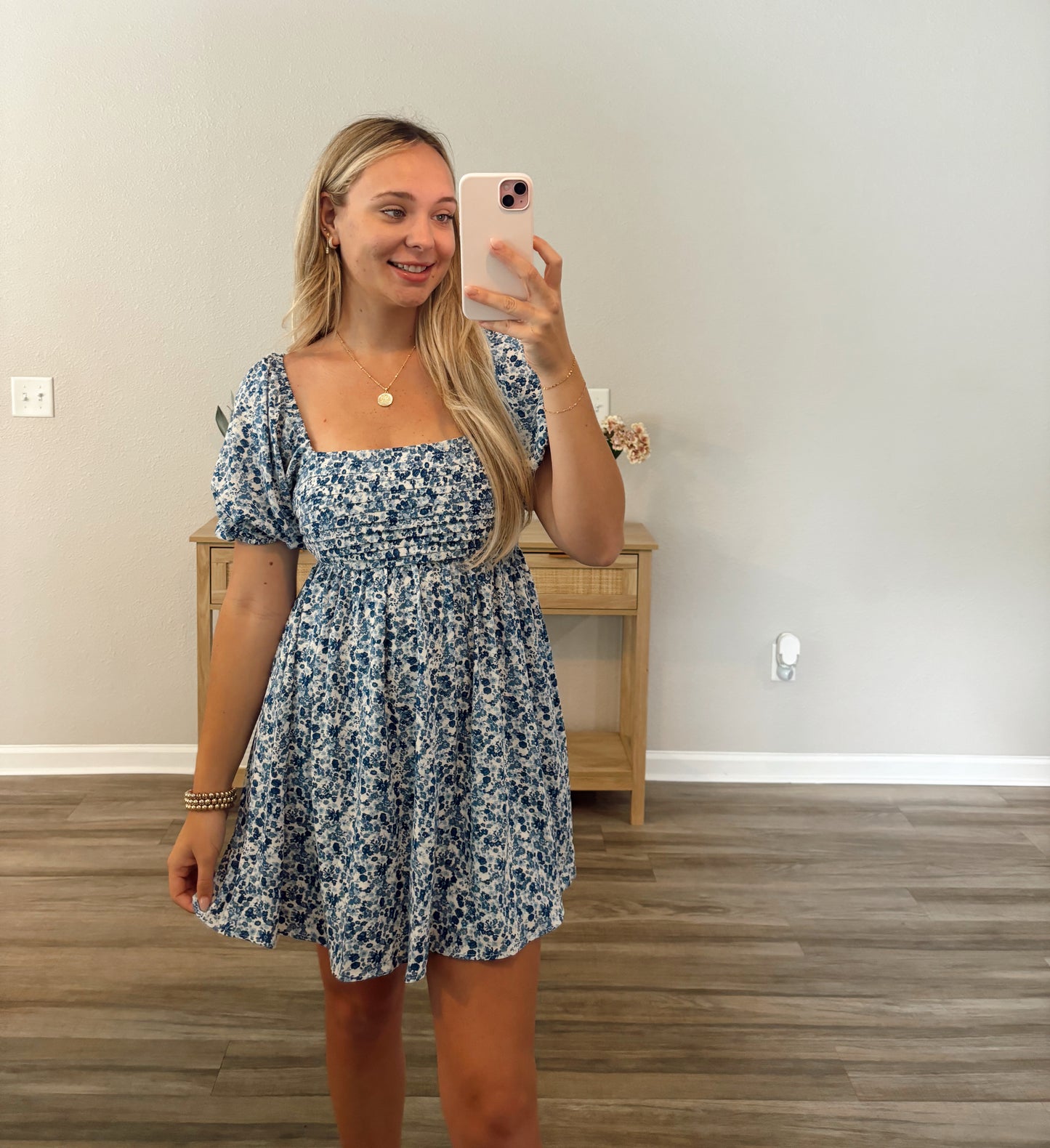 Blue Floral Mini Dress