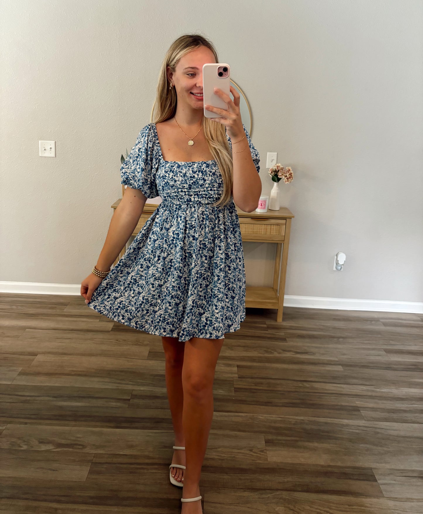 Blue Floral Mini Dress