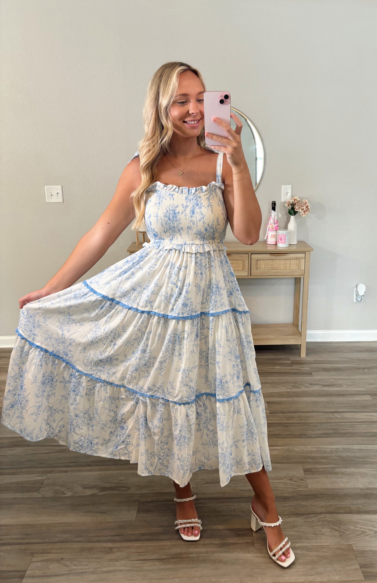 Blue Garden Midi Dress