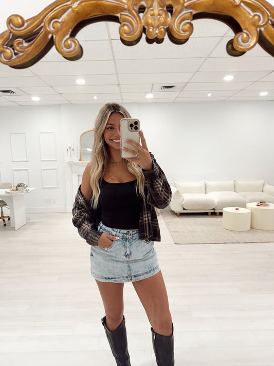 Black Plaid Long Sleeve Flannel